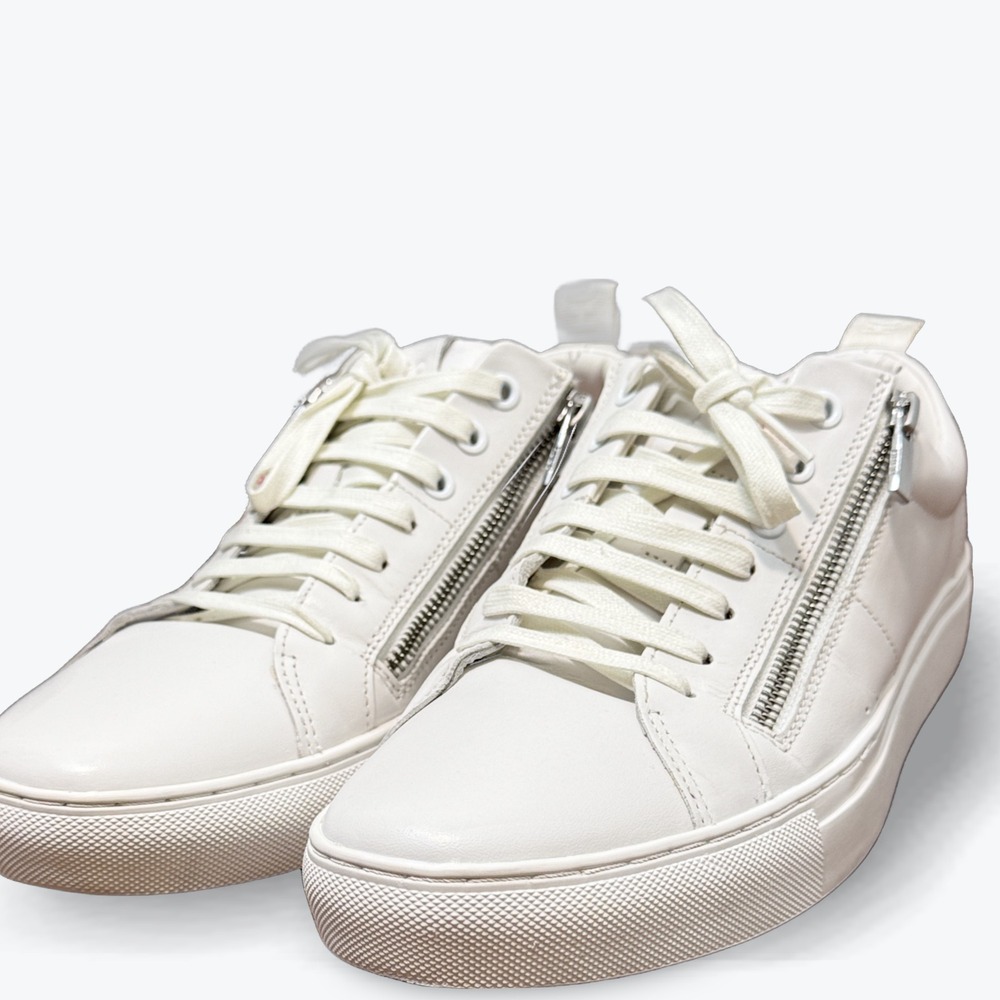 HUGO Boss Sneakers Futurism Tenn Trainers Low Top White Leather Side Zips Men 42